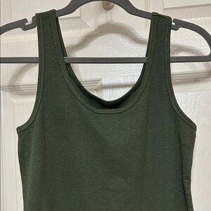 Time and Tru Olive Green Tank Top Soft Stretchy Ribbed Cotton Modal Med - Large